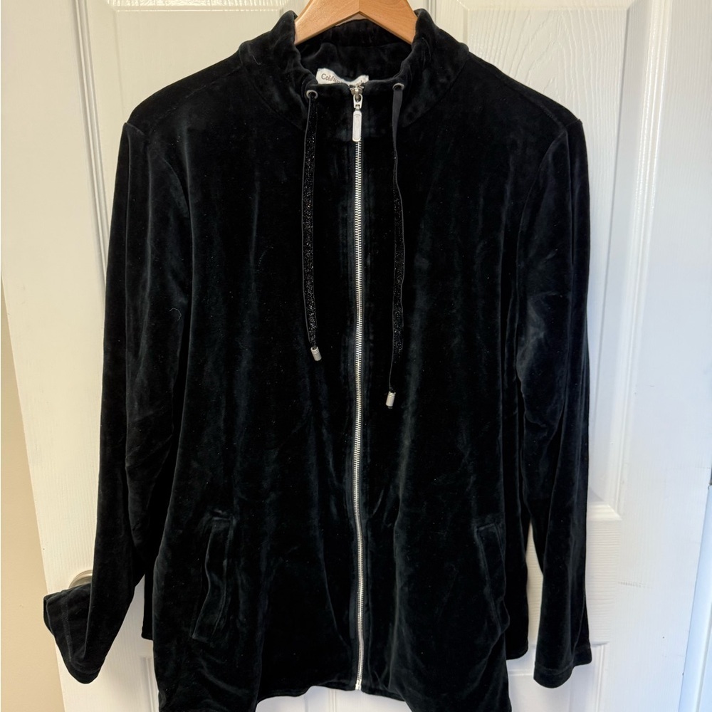 Coldwater Creek Jacket Women’s Black Velvet Full Zip Jacket SIZE 2X